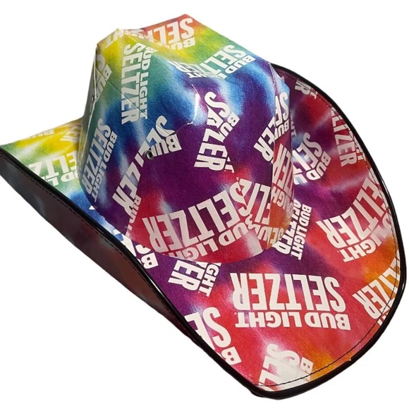 LIMITED EDITION Bud Light Seltzer Rainbow Cardboard Cowboy Hat - Picture 1 of 8